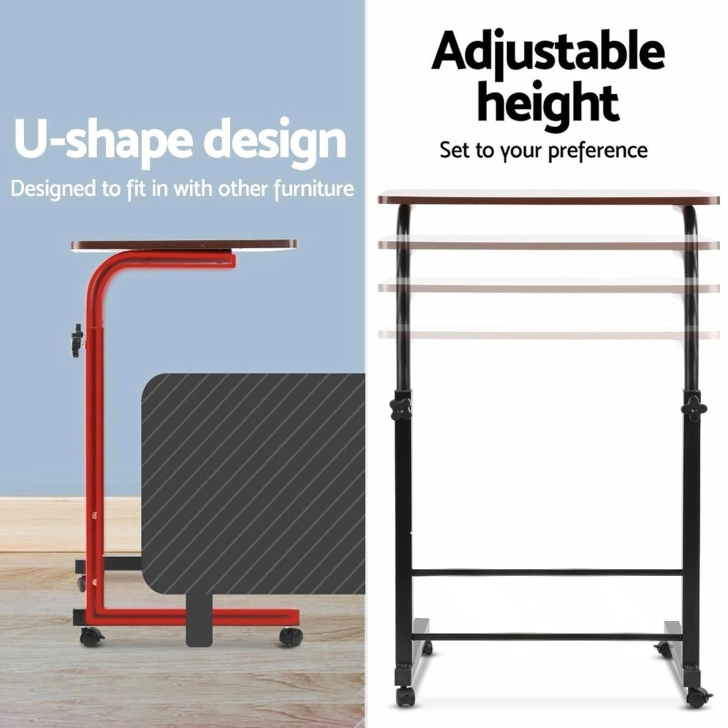 Table/Bed Table/Foldable and Portable Wooden/Writing Desk for Office/Home/School (Dark Marble with Black Leg)